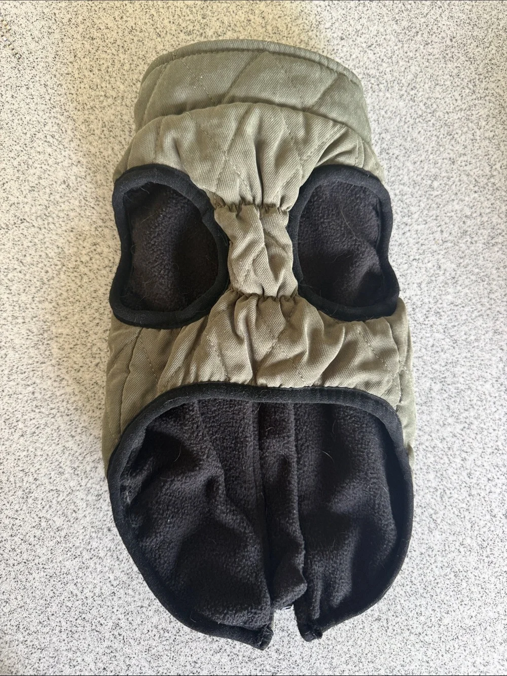 Quilted Green Dog Harness Vest Jacket | Zip Front Fleece Lined Dog Coat
